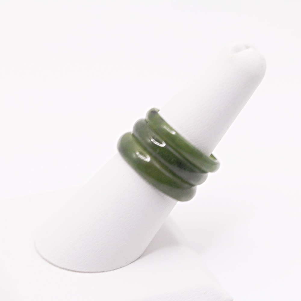 Green Jade Band Rings, Set of 3 in size 7